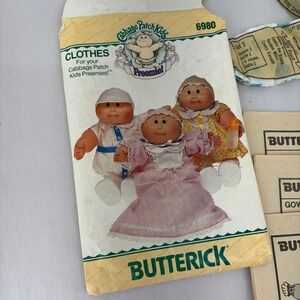 Butterick 6980 Cabbage Patch Kids‎ Preemies Doll Clothes Pattern Vintage 1984